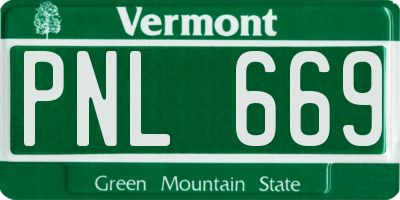 VT license plate PNL669