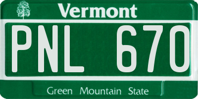 VT license plate PNL670