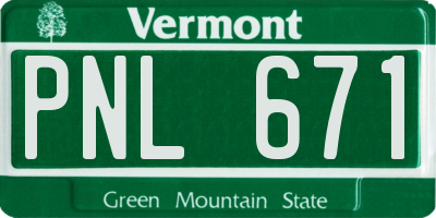 VT license plate PNL671