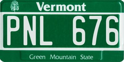 VT license plate PNL676