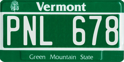 VT license plate PNL678