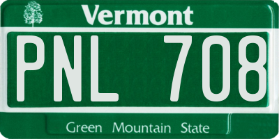 VT license plate PNL708