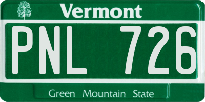 VT license plate PNL726