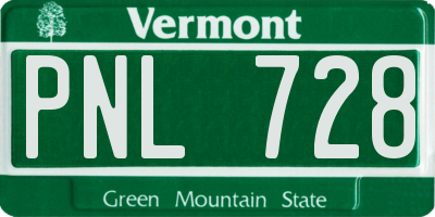 VT license plate PNL728