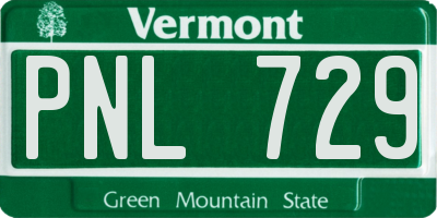 VT license plate PNL729
