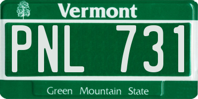 VT license plate PNL731