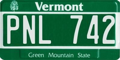 VT license plate PNL742
