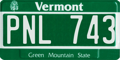 VT license plate PNL743