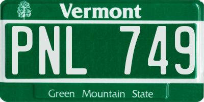VT license plate PNL749