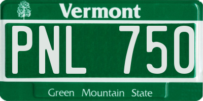 VT license plate PNL750