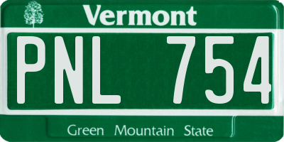 VT license plate PNL754