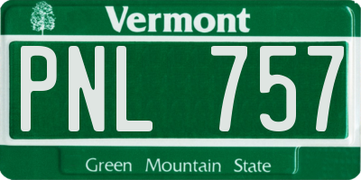 VT license plate PNL757