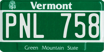 VT license plate PNL758