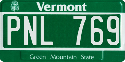 VT license plate PNL769