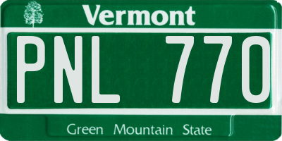 VT license plate PNL770