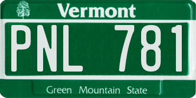 VT license plate PNL781