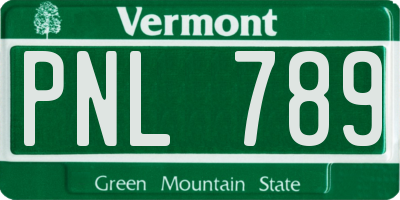 VT license plate PNL789