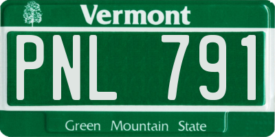 VT license plate PNL791