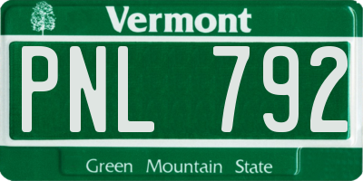 VT license plate PNL792
