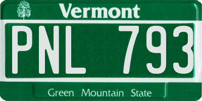 VT license plate PNL793