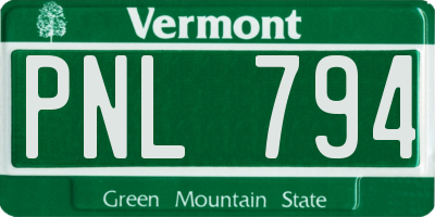 VT license plate PNL794