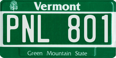 VT license plate PNL801