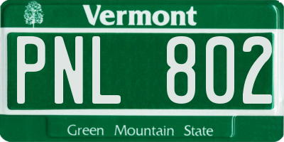 VT license plate PNL802