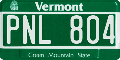 VT license plate PNL804