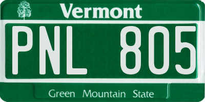 VT license plate PNL805