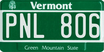 VT license plate PNL806