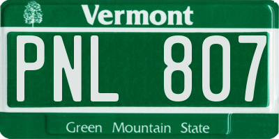 VT license plate PNL807