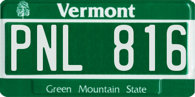 VT license plate PNL816