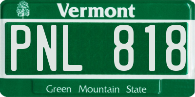 VT license plate PNL818