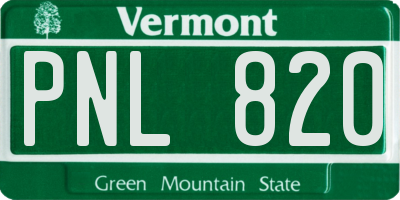 VT license plate PNL820