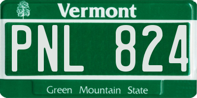 VT license plate PNL824