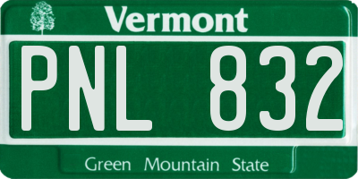 VT license plate PNL832