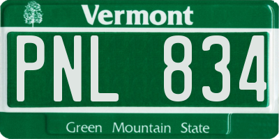 VT license plate PNL834