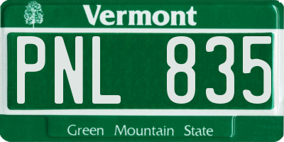 VT license plate PNL835