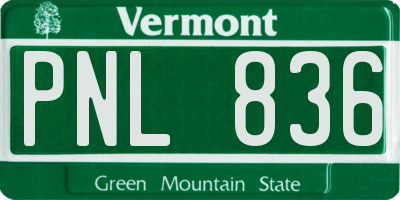 VT license plate PNL836