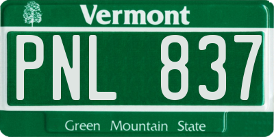 VT license plate PNL837