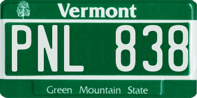 VT license plate PNL838