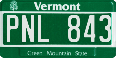 VT license plate PNL843