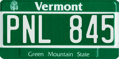 VT license plate PNL845