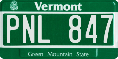 VT license plate PNL847