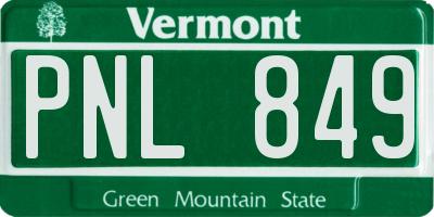 VT license plate PNL849