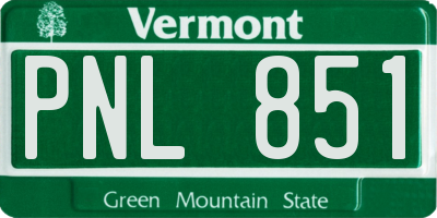 VT license plate PNL851