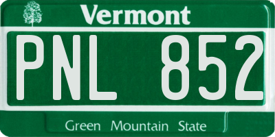VT license plate PNL852