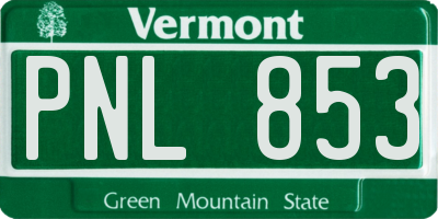 VT license plate PNL853