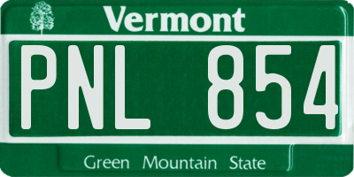 VT license plate PNL854