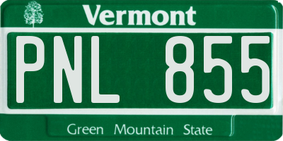 VT license plate PNL855